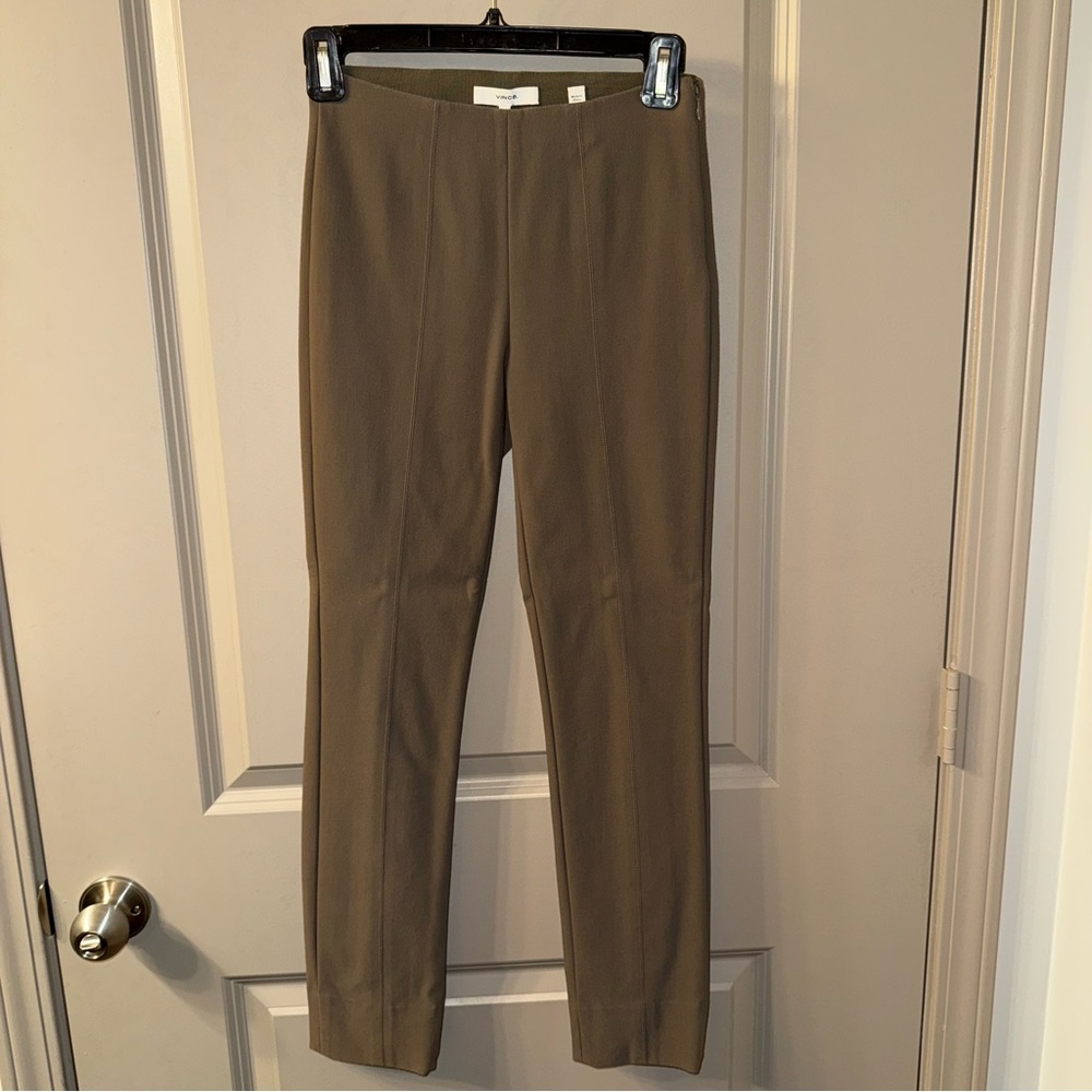 Vince Stitch-Front Seam Ponte Legging - Khaki/Tan